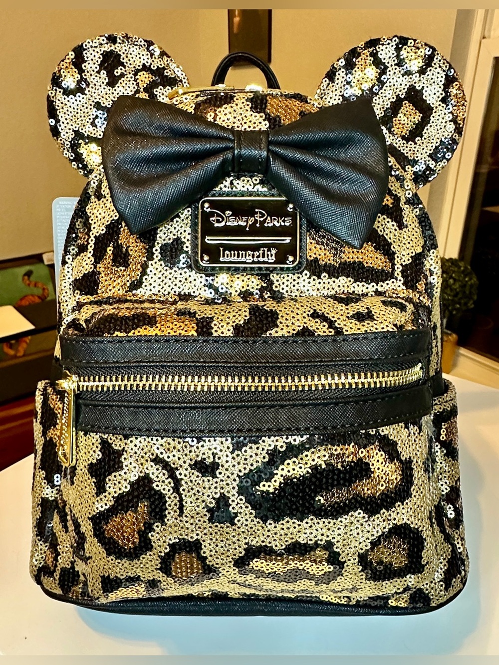 Loungefly Disney Parks Animal Kingdom Leopard Print Sequin Backpack NEW
